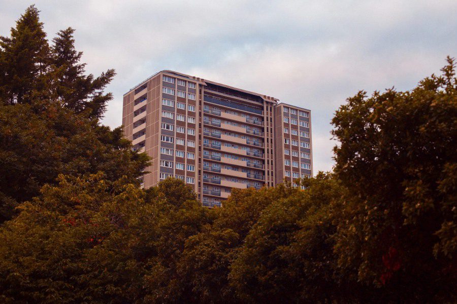 a photo of an apartment block