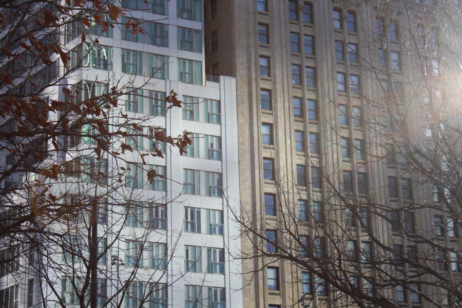 High rise block of flats and windows