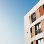 Sky view of flats and balconies