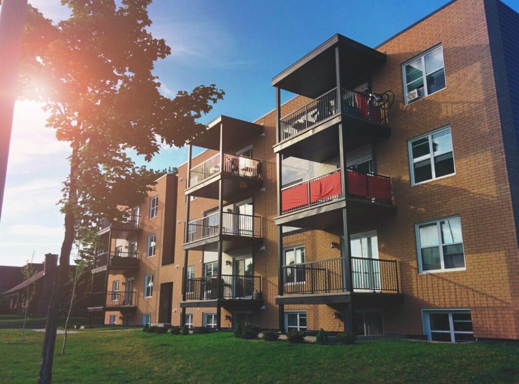 Block of flats and blue sky